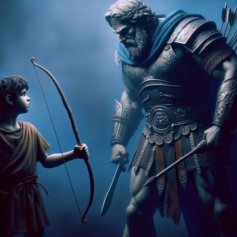 📷 Microsoft lanza el modelo de lenguaje Phi-4 en Hugging Face 3 Illustration of David vs Goliath, illustrating the compact Phi-4 AI language model released on Hugging Face from Microsoft taking on large alternatives.